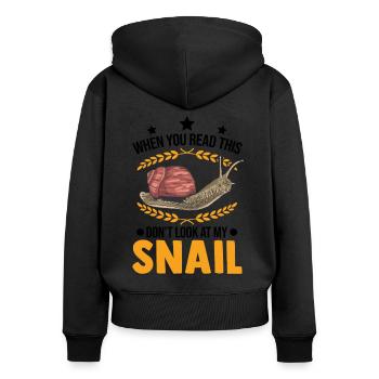 Snail Gift Vineyard Snail - Women's Premium Organic Zip Hoodie - black - Back - Julia (174cm)