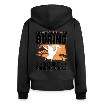 Running Gift Running Duck Bottle Duck - Women's Premium Organic Zip Hoodie - black - Back - Julia (174cm)
