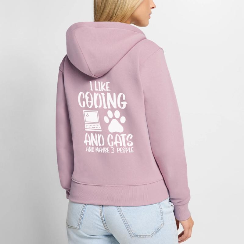 Programmer Cat Coding Developer Computer Science Women's Premium Organic Zip Hoodie