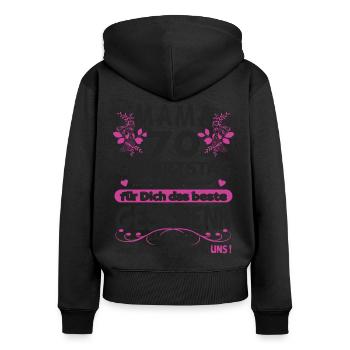 Mama 70. Geburtstag Sprüche lustig Frauen Geschenk - Frauen Premium Bio Zip Hoodie - Schwarz - Hinten - Julia (174cm)