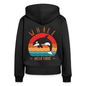 Whale Hello There Orca Marine Biologist - Women's Premium Organic Zip Hoodie - black - Back - Julia (174cm)