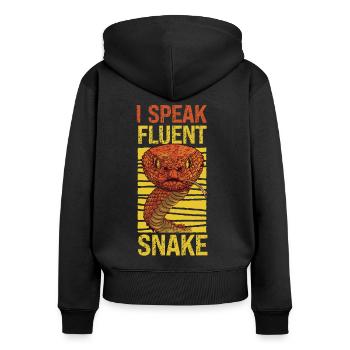 Snake Serpent I Speak Fluent Snake - Women's Premium Organic Zip Hoodie - black - Back - Julia (174cm)