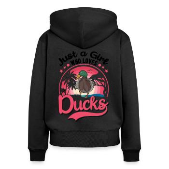 Duck Girl Duck Breeder Cadeau - Sweat à capuche zippé Premium bio Femme - noir - Dos - Julia (174cm)
