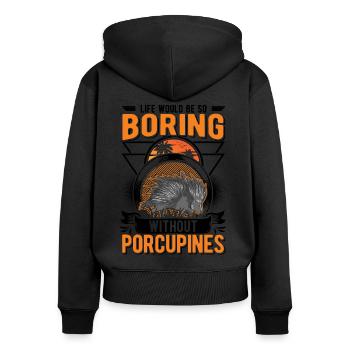 Porc-épic Cadeau Porc-épic - Sweat à capuche zippé Premium bio Femme - noir - Dos - Julia (174cm)