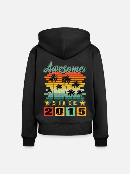 Awesome Since 2015 - Frauen Premium Bio Zip Hoodie - Schwarz
