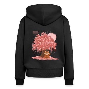 Red Panda Japanese Cherry Blossom Tree - Women's Premium Organic Zip Hoodie - black - Back - Julia (174cm)