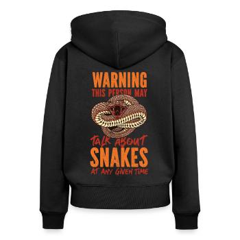 Snake Serpent Warning This Person - Frauen Premium Bio Zip Hoodie - Schwarz - Hinten - Julia (174cm)