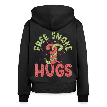 Snake Serpent Free Snake Hugs - Frauen Premium Bio Zip Hoodie - Schwarz - Hinten - Julia (174cm)