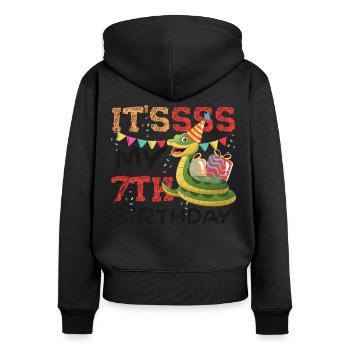 Snake Serpent It'ssss My 7th - Frauen Premium Bio Zip Hoodie - Schwarz - Hinten - Julia (174cm)