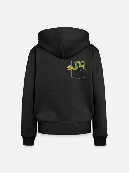 Snake Serpent Pocket - Frauen Premium Bio Zip Hoodie - Schwarz