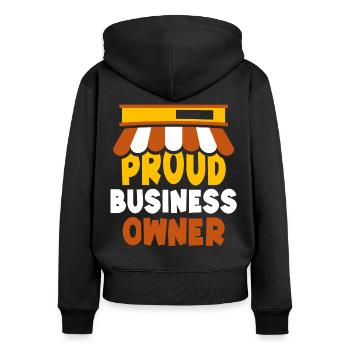 Fier propriétaire d’entreprise Entrepreneur Fondateur PDG - Sweat à capuche zippé Premium bio Femme - noir - Dos - Julia (174cm)