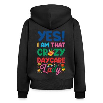 Fournisseur de services de garde d’enfants Enseignant - Sweat à capuche zippé Premium bio Femme - noir - Dos - Julia (174cm)