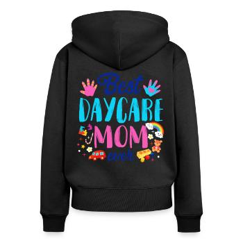 Fournisseur de services de garde d’enfants Enseignant - Sweat à capuche zippé Premium bio Femme - noir - Dos - Julia (174cm)