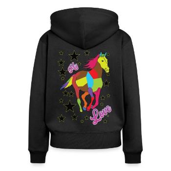 Rainbow Horse - Women's Premium Organic Zip Hoodie - black - Back - Julia (174cm)