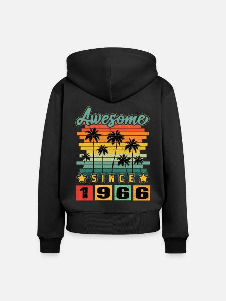 Awesome Since 1966 - Frauen Premium Bio Zip Hoodie - Schwarz
