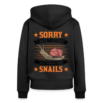 Snail Gift Vineyard Snail - Women's Premium Organic Zip Hoodie - black - Back - Julia (174cm)
