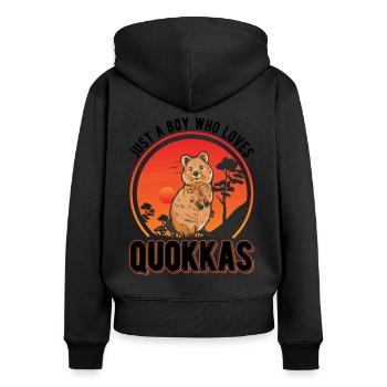 Quokka Jeune Kangourou à queue courte - Sweat à capuche zippé Premium bio Femme - noir - Dos - Julia (174cm)