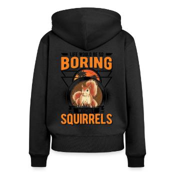 Cadeau Écureuil Écureuil Gris Écureuil - Sweat à capuche zippé Premium bio Femme - noir - Dos - Julia (174cm)