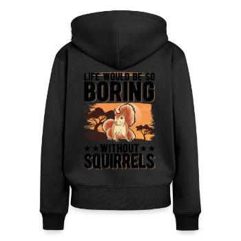 Cadeau Écureuil Écureuil Gris Écureuil - Sweat à capuche zippé Premium bio Femme - noir - Dos - Julia (174cm)