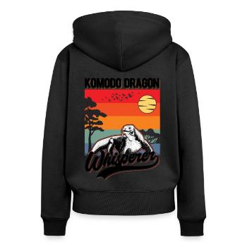 Komodowaran Flüsterer Komodo Dragon Whisperer - Frauen Premium Bio Zip Hoodie - Schwarz - Hinten - Julia (174cm)