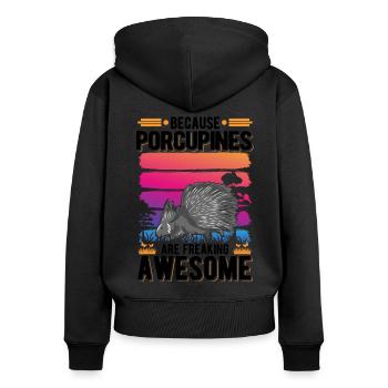 Porc-épic Cadeau Porc-épic - Sweat à capuche zippé Premium bio Femme - noir - Dos - Julia (174cm)