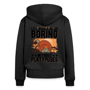Platypus Gift Platypus - Women's Premium Organic Zip Hoodie - black - Back - Julia (174cm)