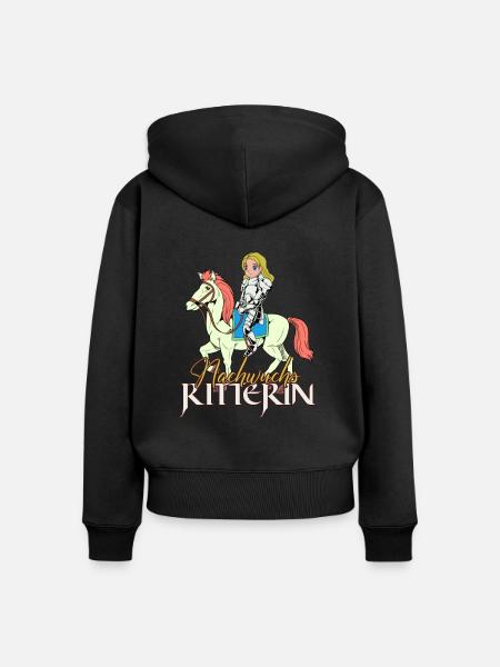 Ritter Mädchen - Nachwuchs Ritterin - Frauen Premium Bio Zip Hoodie - Schwarz