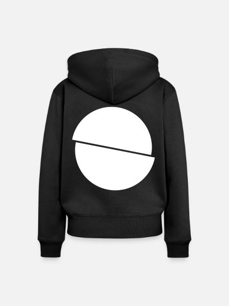 Halbe Kreise Weisses Design - Frauen Premium Bio Zip Hoodie - Schwarz