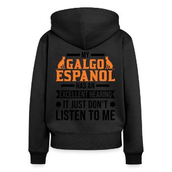 Galgo Espanol Gift Spanish Greyhound - Women's Premium Organic Zip Hoodie - black - Back - Julia (174cm)