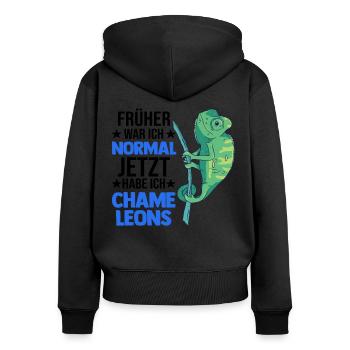 I used to be normal Now I have chameleons - Women's Premium Organic Zip Hoodie - black - Back - Julia (174cm)