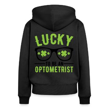 Lucky to be an Optometrist Augenoptiker Optiker - Frauen Premium Bio Zip Hoodie - Schwarz - Hinten - Julia (174cm)