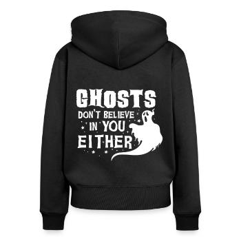Halloween - Frauen Premium Bio Zip Hoodie - Schwarz - Hinten - Julia (174cm)