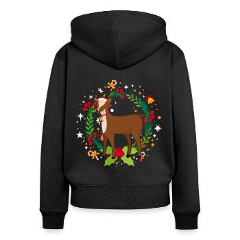 Pull de Noël moche Renne - Sweat à capuche zippé Premium bio Femme - noir - Dos - Julia (174cm)