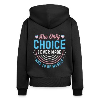 Transgenre - Sweat à capuche zippé Premium bio Femme - noir - Dos - Julia (174cm)
