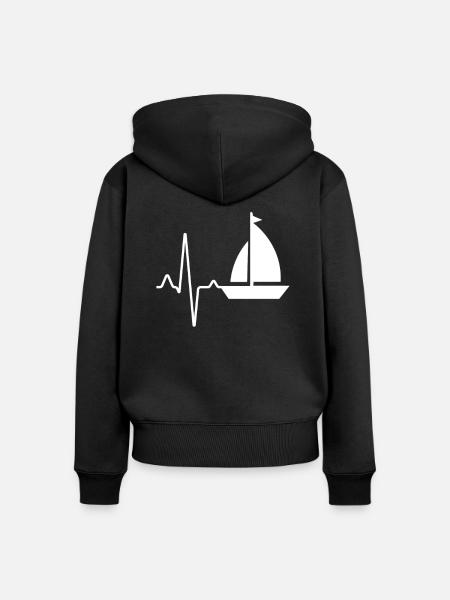 Segeln Herzschlag - Frauen Premium Bio Zip Hoodie - Schwarz