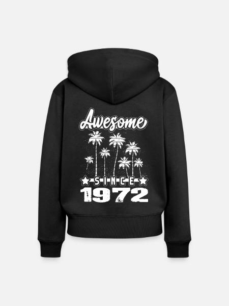 Awesome Since 1972 - Frauen Premium Bio Zip Hoodie - Schwarz