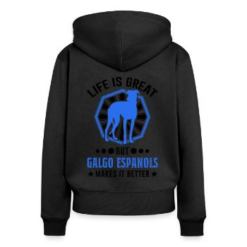 Galgo Espanol Gift Spanish Greyhound - Women's Premium Organic Zip Hoodie - black - Back - Julia (174cm)