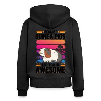 Cochon d’Inde Cadeau Cochon d’Inde - Sweat à capuche zippé Premium bio Femme - noir - Dos - Julia (174cm)