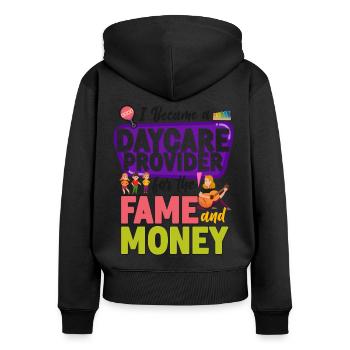 Fournisseur de services de garde d’enfants Enseignant - Sweat à capuche zippé Premium bio Femme - noir - Dos - Julia (174cm)
