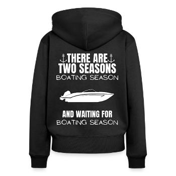Boot Regatta . Motorboot Motoryacht . Yacht Segeln - Frauen Premium Bio Zip Hoodie - Schwarz - Hinten - Julia (174cm)