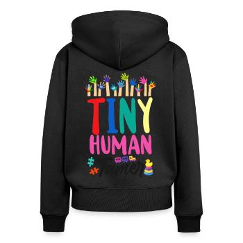 Fournisseur de services de garde d’enfants Enseignant - Sweat à capuche zippé Premium bio Femme - noir - Dos - Julia (174cm)