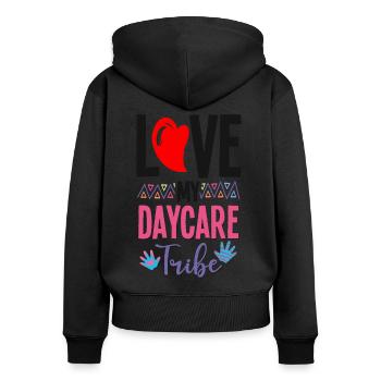 Fournisseur de services de garde d’enfants Enseignant - Sweat à capuche zippé Premium bio Femme - noir - Dos - Julia (174cm)