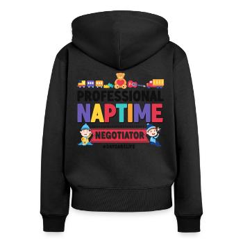 Fournisseur de services de garde d’enfants Enseignant - Sweat à capuche zippé Premium bio Femme - noir - Dos - Julia (174cm)