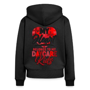 Fournisseur de services de garde d’enfants Enseignant - Sweat à capuche zippé Premium bio Femme - noir - Dos - Julia (174cm)