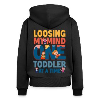 Fournisseur de services de garde d’enfants Enseignant - Sweat à capuche zippé Premium bio Femme - noir - Dos - Julia (174cm)