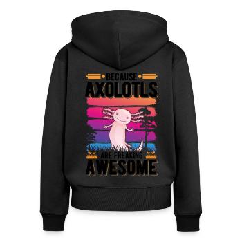 Parce que les Axolotls sont effrayants et impressionnants - Sweat à capuche zippé Premium bio Femme - noir - Dos - Julia (174cm)