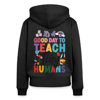 Fournisseur de services de garde d’enfants Enseignant - Sweat à capuche zippé Premium bio Femme - noir - Dos - Julia (174cm)