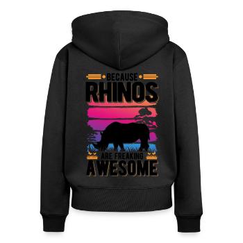 Because Rhinos are freaking awesome Nashorn - Frauen Premium Bio Zip Hoodie - Schwarz - Hinten - Julia (174cm)