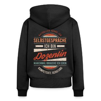 Dozentin Arbeitskollege Kollege Geschenk Retro - Frauen Premium Bio Zip Hoodie - Schwarz - Hinten - Julia (174cm)