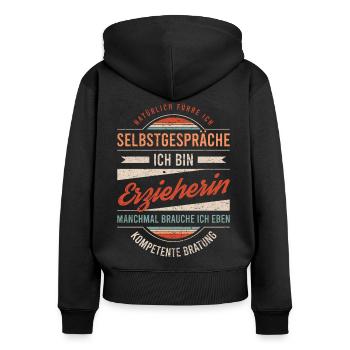 Erzieherin Arbeitskollege Kollege Geschenk Retro - Frauen Premium Bio Zip Hoodie - Schwarz - Hinten - Julia (174cm)